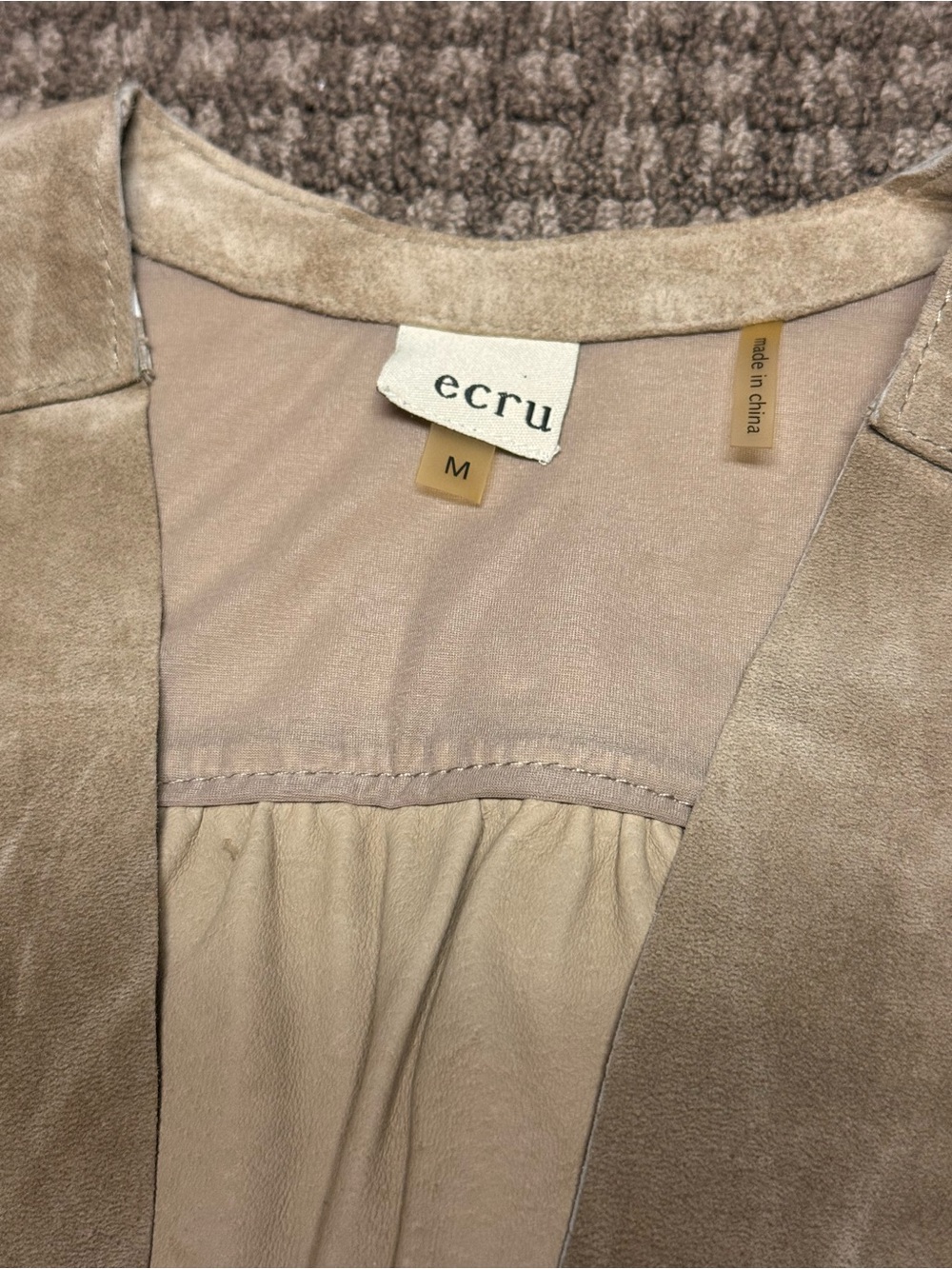Ecru Taupe Suede Open-Front 3/4
Sleeve Women's Jacket - Picture 2 of 7